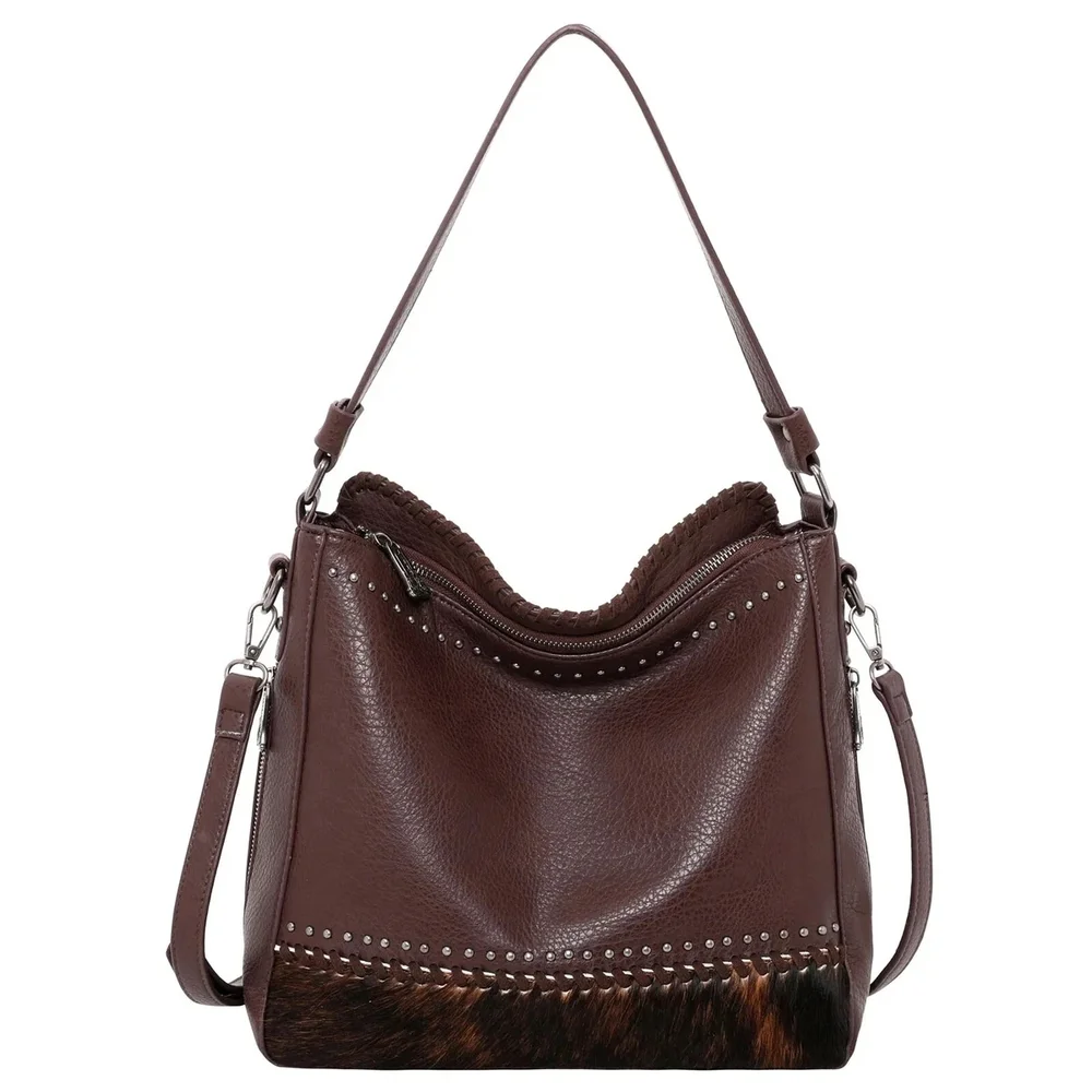 *NWOTS* Trinity Ranch Hair-On leather Dual Sided Concealed Carry Hobo Bag